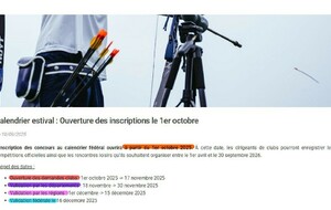 CALENDRIER  ESTIVAL 2026
